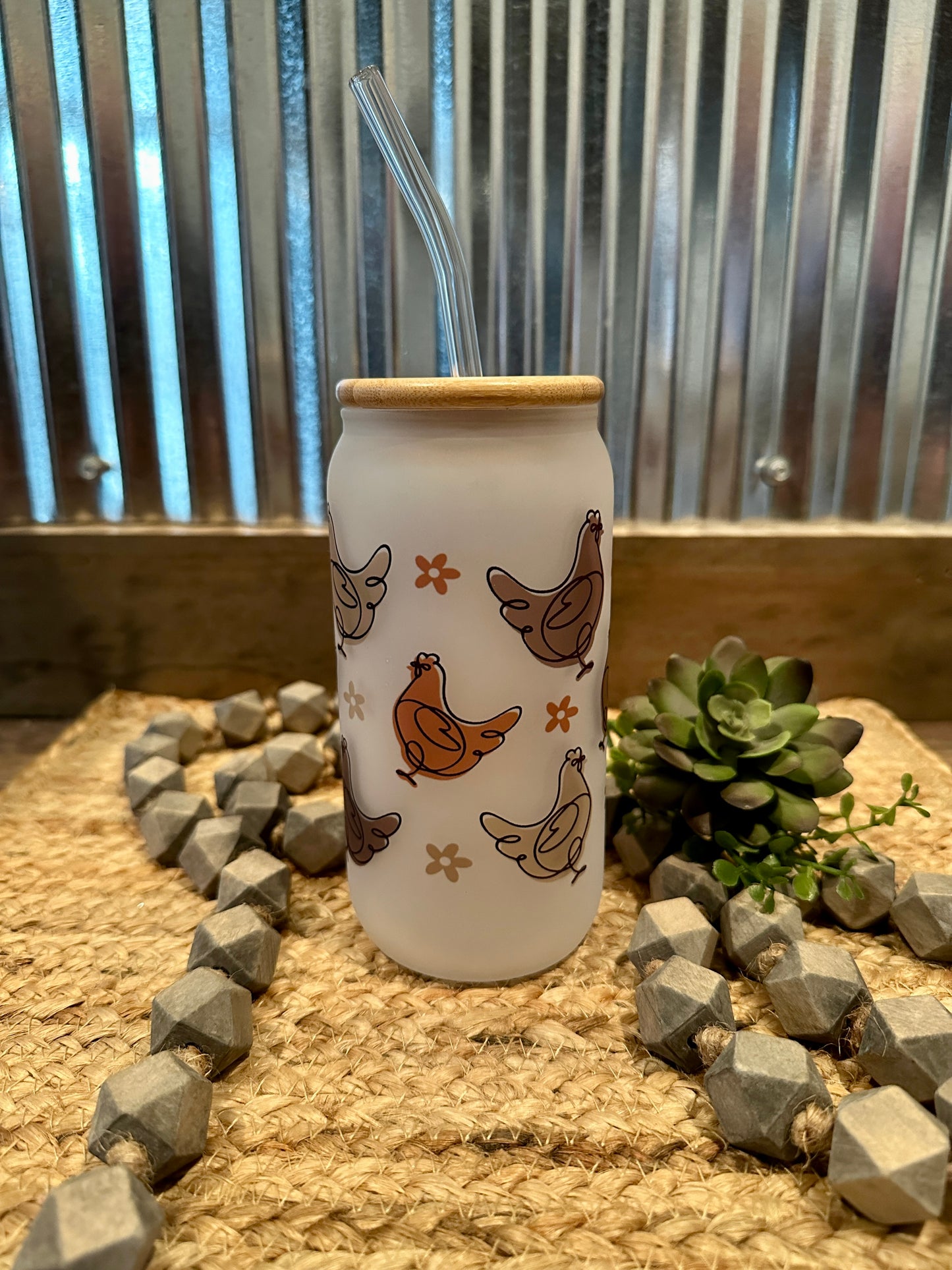 Frosted Chicken Glass Cup
