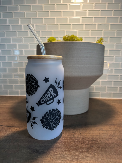 Frosted Cheerleader Glass Cup