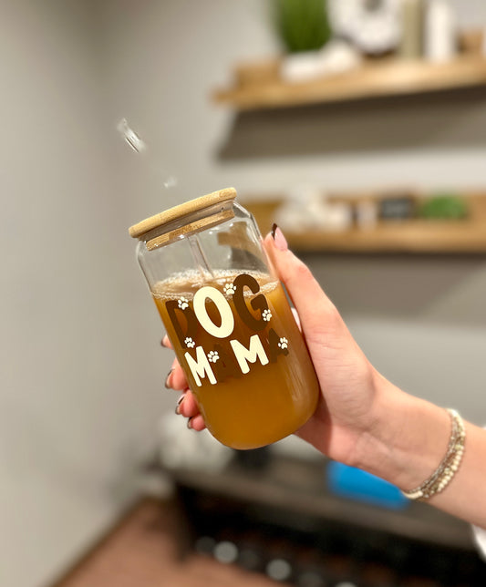 16 Oz Dog Mama Glass Cup