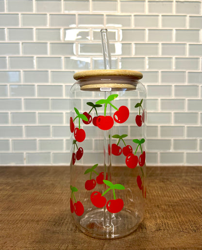 16 Oz Cherry Glass Cup