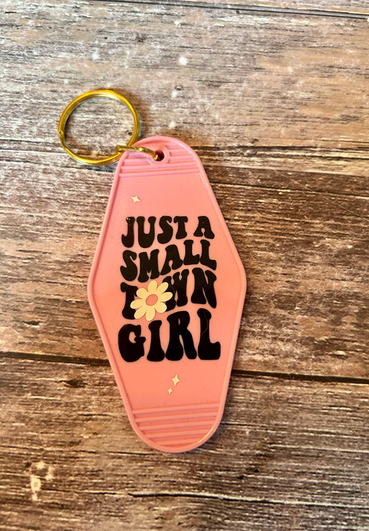 Small Town Girl Flower Motel Keychain