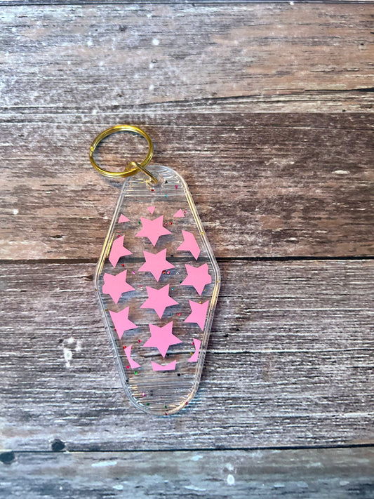 Pink Star Motel Keychain