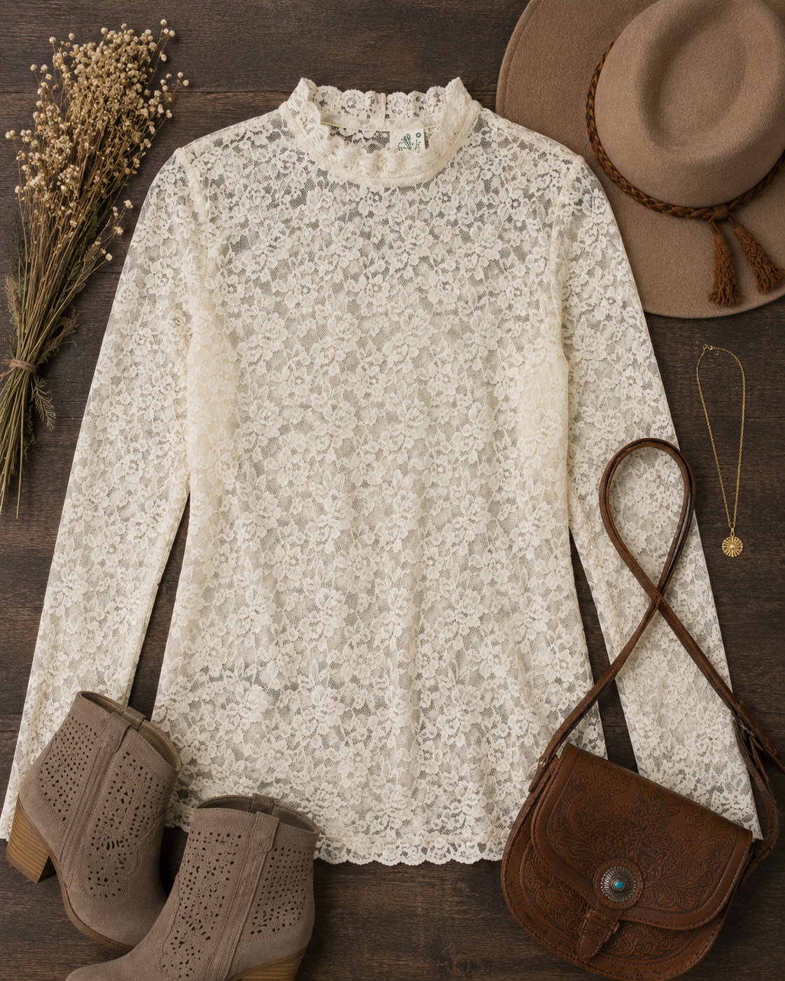 Ivory Bloom Lace Top