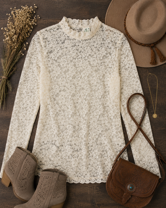 Ivory Bloom Lace Top