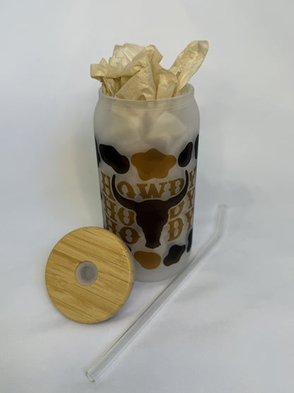 Frosted Longhorn Glass Cup